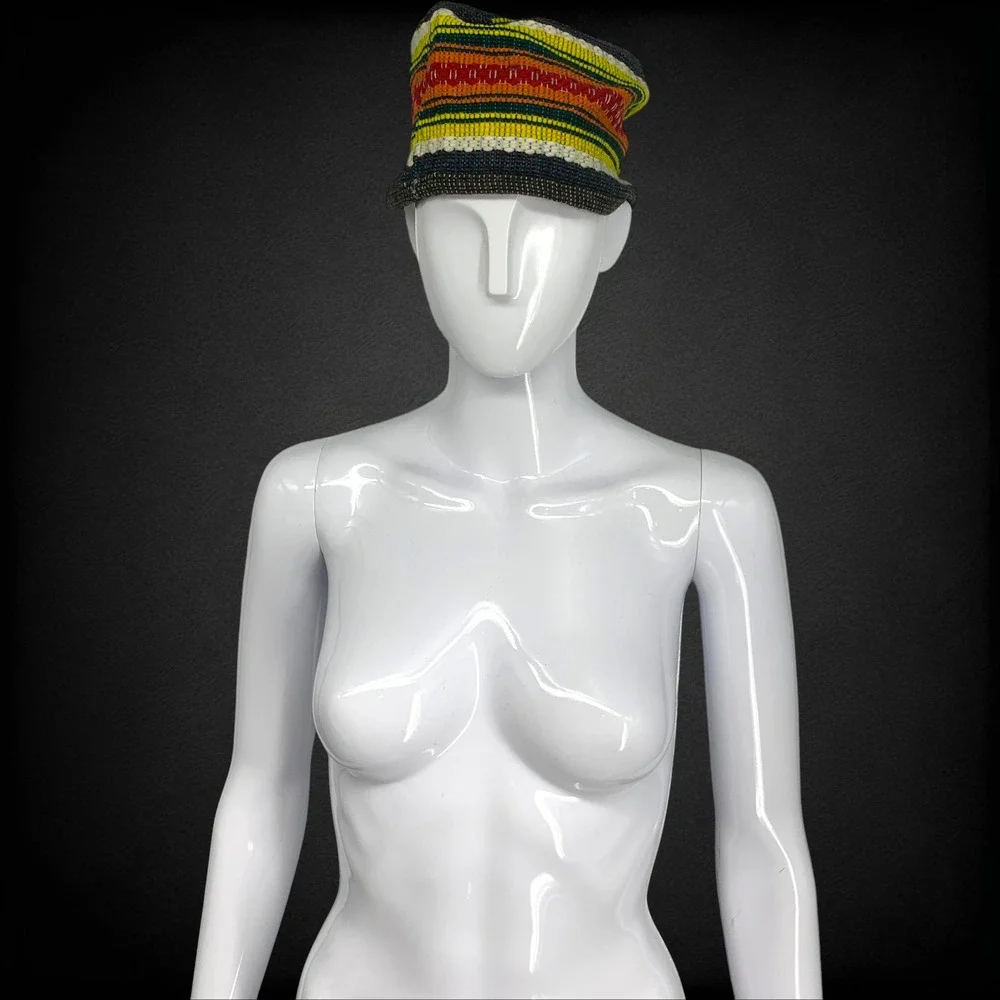 Vintage Guatemalan Woven Textile Pillbox Bucket Hat Artisan Handmade Multicolor